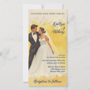 Carte Carton d'invitation de mariage vintage style Belle