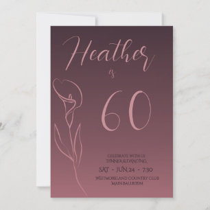 Carte Carton d'invitation élégant pour 60 ans avec motif