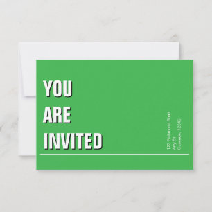 Carte Carton d'invitation minimaliste vert Kelly pour ég