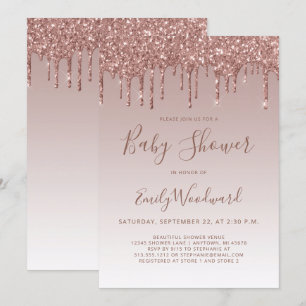 Carte Carton d'invitation pour Baby Shower Fille Paillet
