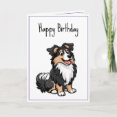 Carte Carton mignon Sheltie Shetland Shepherd Anniversai (Devant)