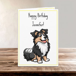 Carte Carton mignon Sheltie Shetland Shepherd Anniversai
