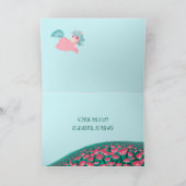 Carte Carton mignon Unicorn rose et menthe (Intérieur)
