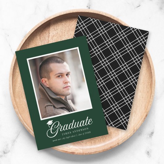 Carte Carton Script Couleurs modifiables Photo Graduate