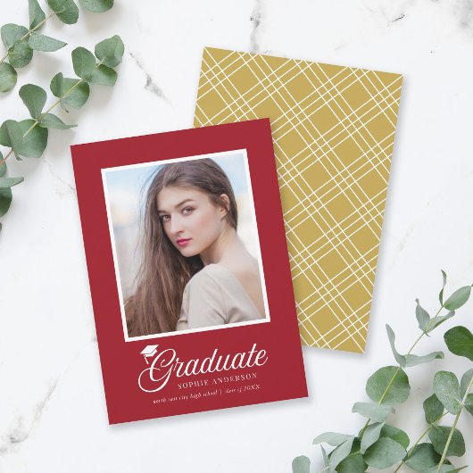 Carte Carton Script Couleurs modifiables Photo Graduate