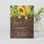 Carte Cartons de Mariage Fleuris de Tournesols Rustiques (Debout devant)