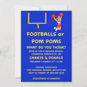 Carte Cartons de révélation du sexe 'Footballs ou Pom-Po