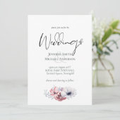 Carte Cartons d'invitation de mariage à fleurs corail bl (Debout devant)