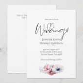 Carte Cartons d'invitation de mariage à fleurs corail bl (Devant / Derrière)
