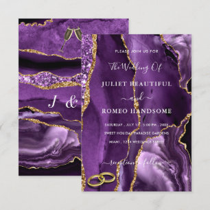 Carte Cartons d'invitation de mariage à paillettes d'or