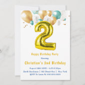 Carte Cartons d'invitation pour 2e anniversaire aux ball (Devant)