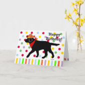 Carte Cartoon Black Labrador Cowboy (Fleur jaune)