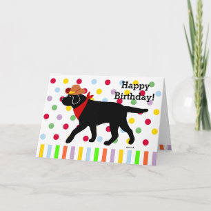 Carte Cartoon Black Labrador Cowboy