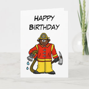 Carte Cartoon Brown-peau Fireman Card Personnaliser!