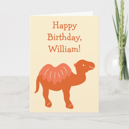 Carte Cartoon Camel Orange Bactrian 2 Humps Personalized (Devant)