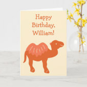 Carte Cartoon Camel Orange Bactrian 2 Humps Personalized (Fleur jaune)