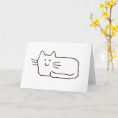 Carte Cartoon Cat Doodle Line Drawing Greeting Card (Fleur jaune)
