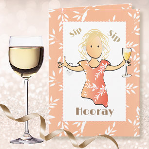 Carte Cartoon Champagne Toast Femme 50 Ans Anniversaire 