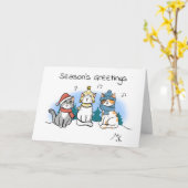 Carte Cartoon Chat de Noël Chanteurs Vœux de la saison (Fleur jaune)