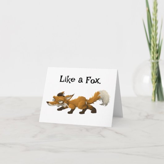 Carte Cartoon Clever Fox - "Like a Fox" Design (Devant)