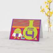 Carte Cartoon coloré Mad Scientist 4e anniversaire (Fleur jaune)