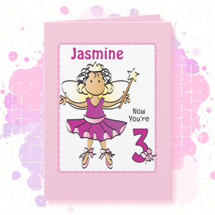Carte Cartoon de ballerine ethnique pour 3 ans d'anniver