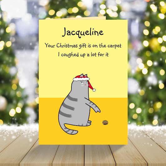 Carte Cartoon de chat amusant personnalisé Coughup Cadea