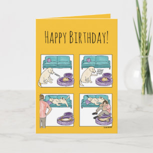 Carte Cartoon de chat et chien drôle d'anniversaire pers