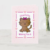 Carte Cartoon de chat rose doux adorable Kitten Annivers (Devant)