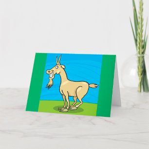 Carte Cartoon de chèvre souriant animal de ferme