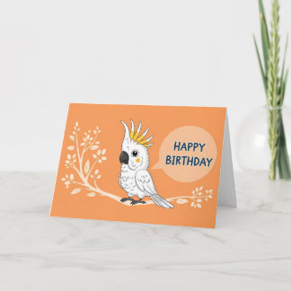 Carte Cartoon de joyeux anniversaire cacatoès perroquet