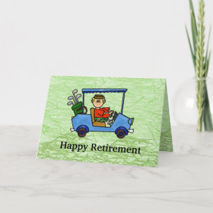 Carte Cartoon Golfer in Cart Retirement Card