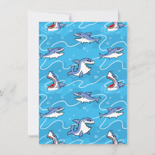 Carte Cartoon Great White Sharks