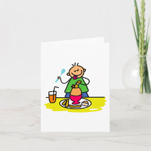 Carte Cartoon Kid Savourez un repas avec du jus et des o