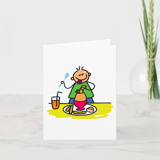 Carte Cartoon Kid Savourez un repas avec du jus et des o