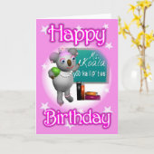 Carte Cartoon Koala Joyeux Anniversaire Enseignant vierg (Fleur jaune)
