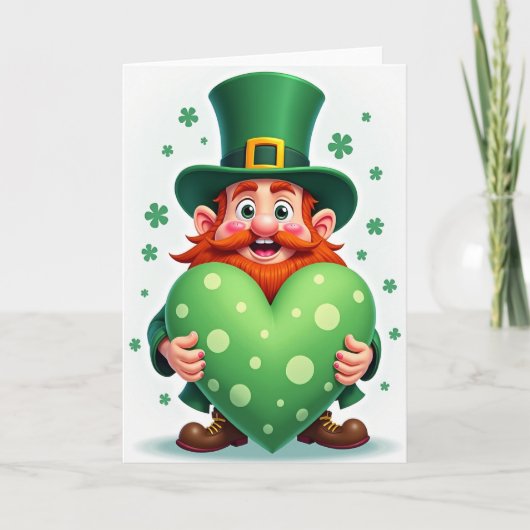 Carte Cartoon Leprechaun Heart Card (Devant)
