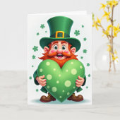 Carte Cartoon Leprechaun Heart Card (Fleur jaune)