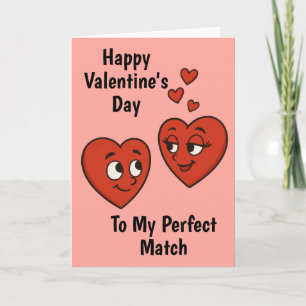 Carte Cartoon mignon Coeurs Amoureux Saint Valentin