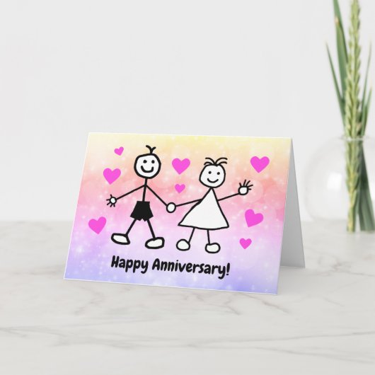Carte Cartoon mignon Couple Bonne Anniversaire (Devant)