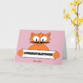 Carte Cartoon Moustache Chat Señor Gato Félicitations (Fleur jaune)