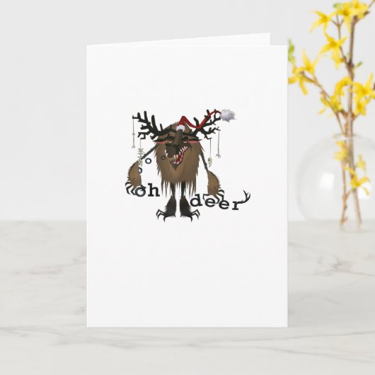 Carte Cartoon Oh Deer Funny Reindeer Holiday Gamer Gift (Fleur jaune)