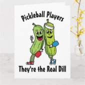 Carte Cartoon Pickles Pickleball Players Pickleball Team (Fleur jaune)