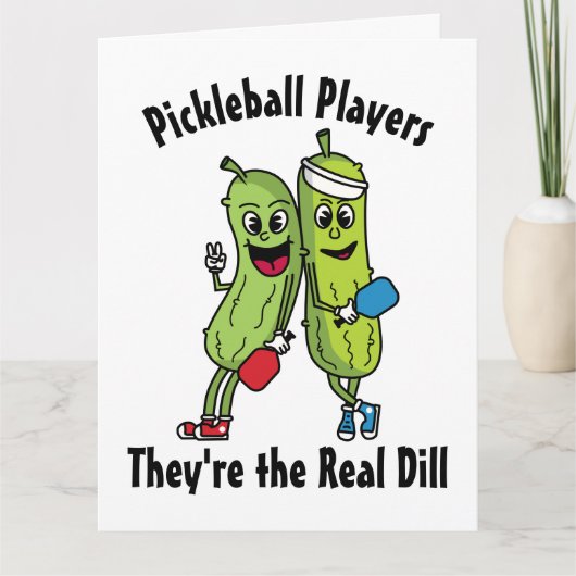 Carte Cartoon Pickles Pickleball Players Pickleball Team (Devant)