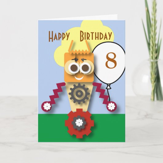 Carte Cartoon Robot Editable Children's Birthday (Devant)