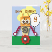 Carte Cartoon Robot Editable Children's Birthday (Fleur jaune)