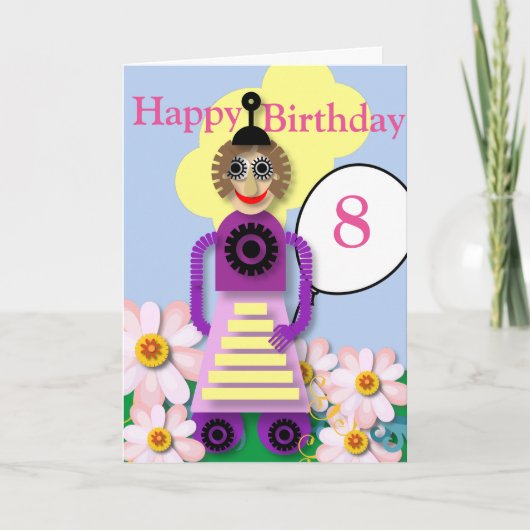 Carte Cartoon Robot Editable Children's Birthday (Devant)