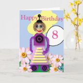 Carte Cartoon Robot Editable Children's Birthday (Fleur jaune)