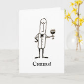 Carte Cartoon Waiter Holding Wine Congratulations Card (Fleur jaune)