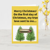 Carte Cartouche amusante à la luge dans une paire d'arbr (Fleur jaune)